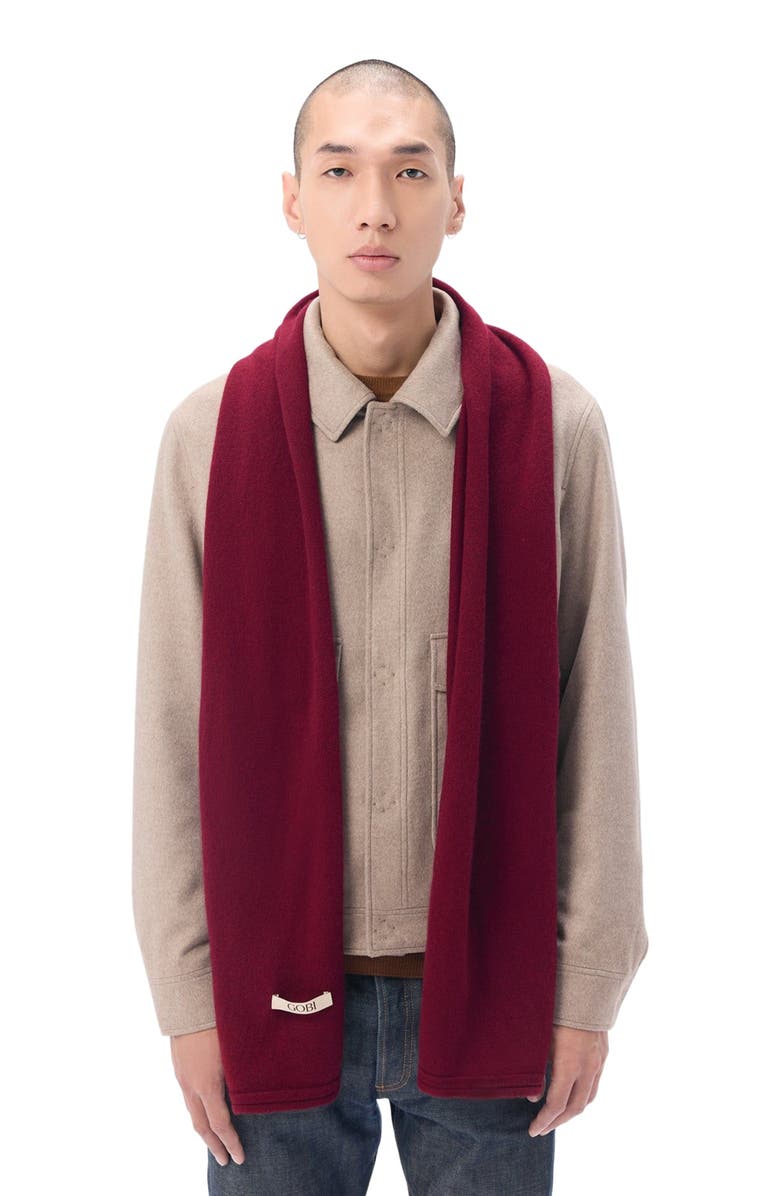 GOBI Mongolian Cashmere Cashmere Jersey Knit scarf, Alternate, color, Bordeaux