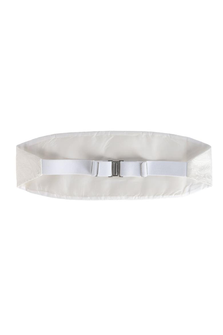 Banbury Tone on Tone Paisley Silk Cummerbund, Alternate, color, White