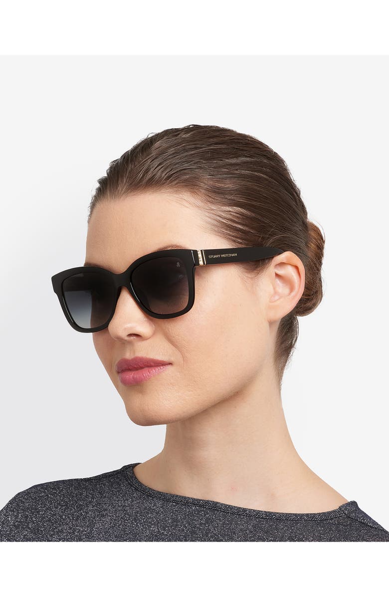 Stuart Weitzman 53mm Gradient Square Sunglasses, Alternate, color, Black/ Dark Grey
