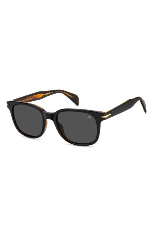 David Beckham Eyewear 53mm Rectangular Sunglasses In Black Striped Brown/grey Ar