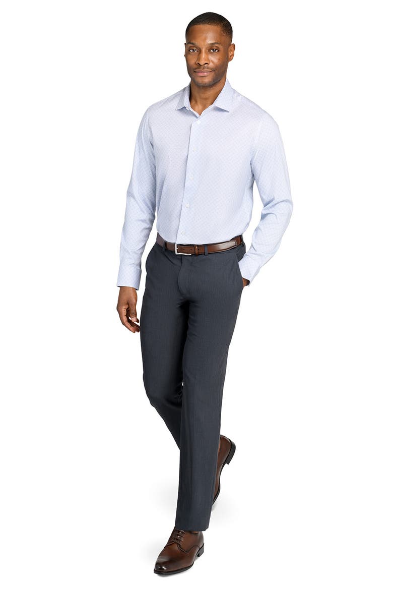 Cross Geo Print Reworked Dress Shirt, Alternate, color, WHITE/ BLUE