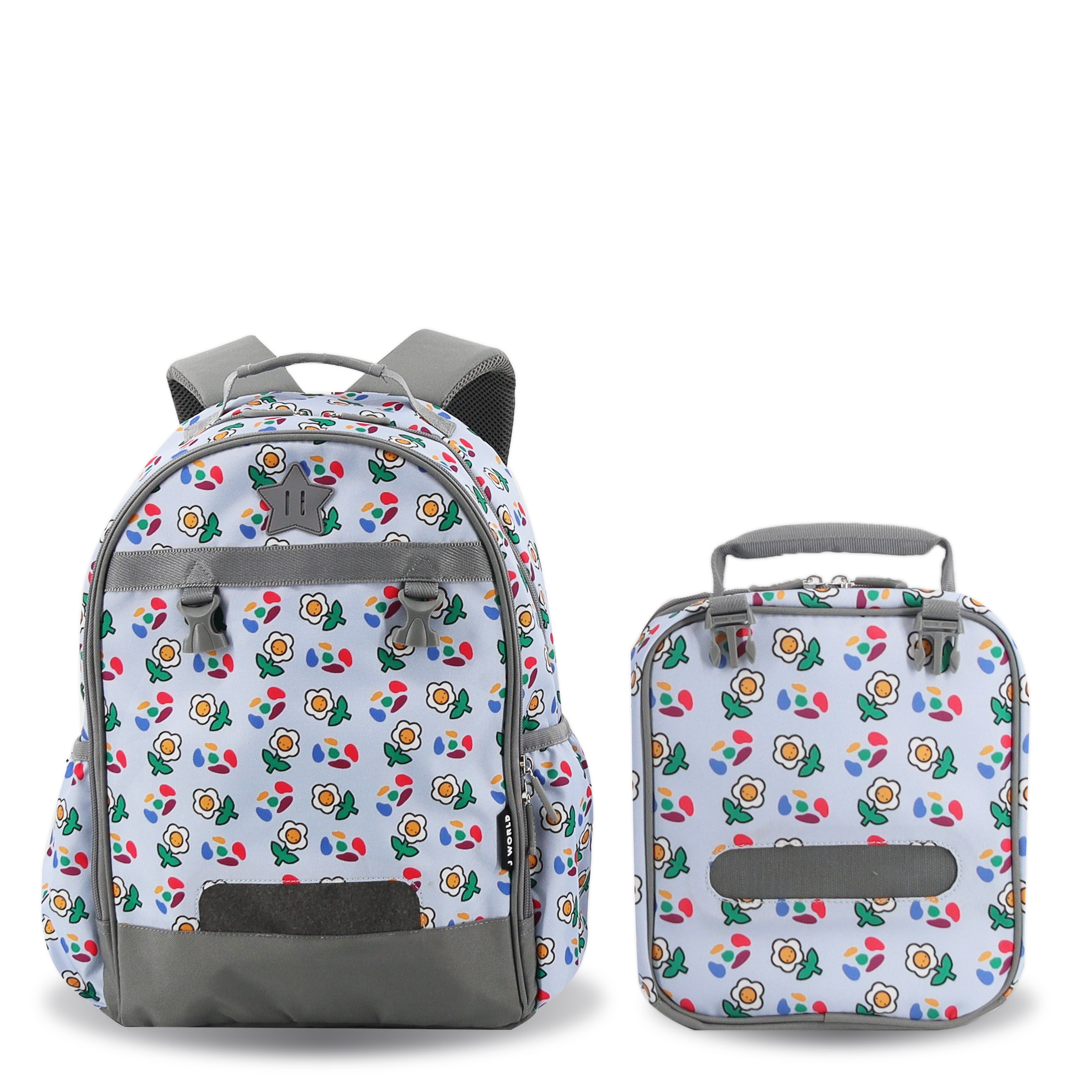 J World Duet Kid's 16" Backpack With Detachable Lunch Box For School, Alternate, color, Every Daisy