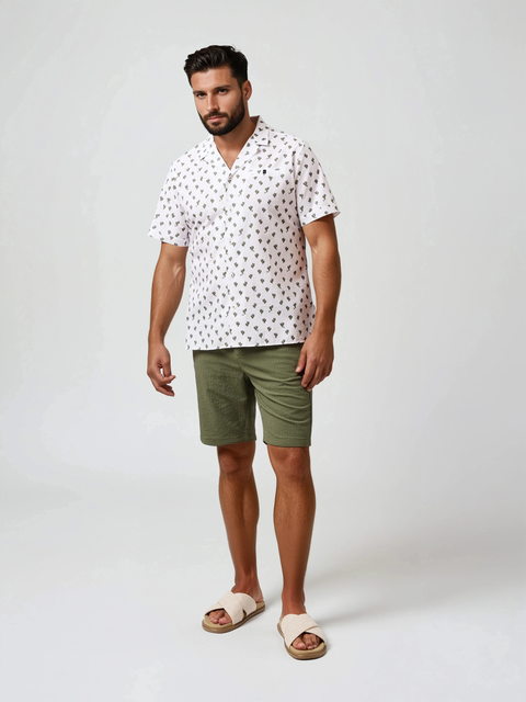 Seersucker Cactus Print Resort SS Button-Up Shirt