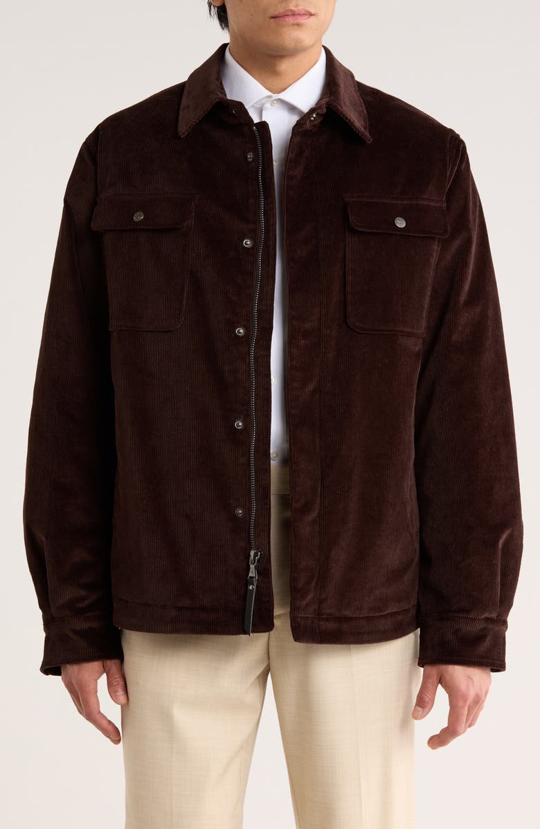 Robert Graham Corduroy Shirt Jacket, Main, color, Brown