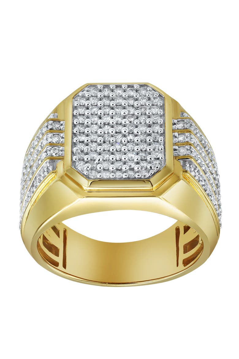 HexWall 14K Yellow Gold Diamond Men Statement Ring - 1.3ct., Alternate, color, 14K Yellow Gold