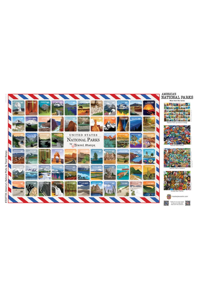 National Parks Stamps 1000pc Puzzle, Alternate, color, Multicolor
