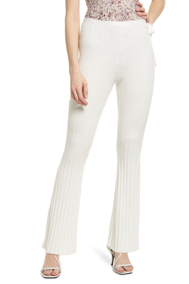 Ribbed Side-Tie Knit Pants, Main, color, IVORY