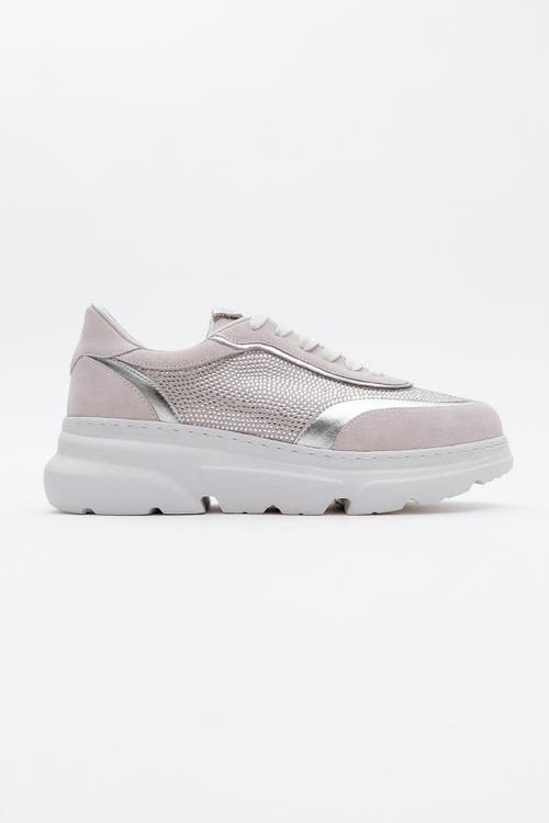 Forever & Always Shoes Polly Rhinestone Suede Leather Platform Sneakers In Pink Suede Leather