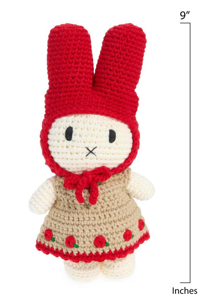 Miffy & Her Rose Dress & Red Hat Crocheted Stuffed Animal, Alternate, color, RED