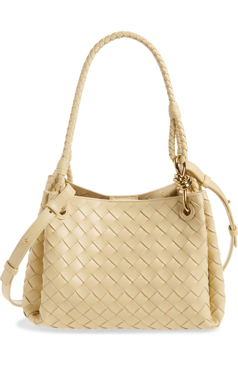 Bottega Veneta Small Parachute Intrecciato Leather Shoulder Bag, Main, color, 9712 Tufo-Muse Brass