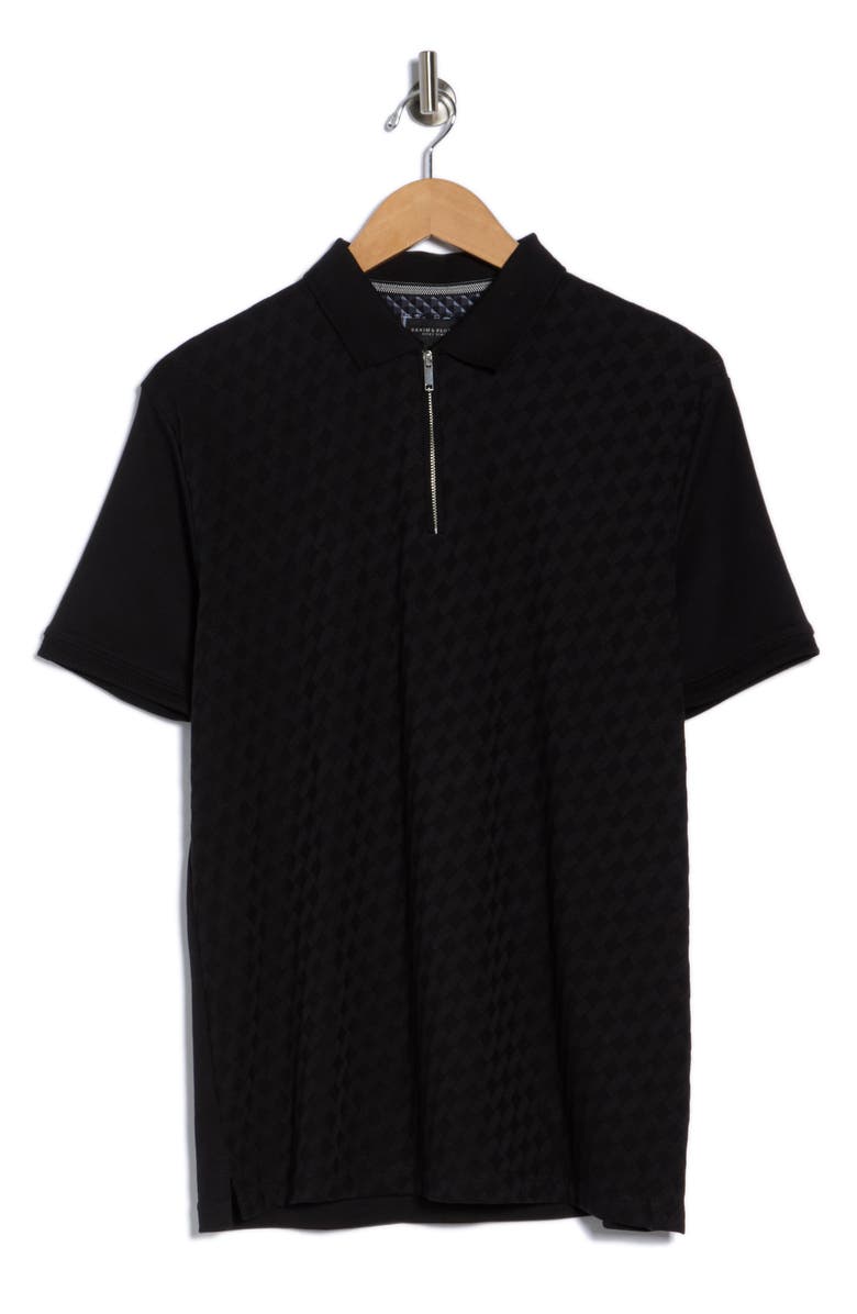 DENIM AND FLOWER Textured Quarter Zip Knit Polo, Alternate, color, 