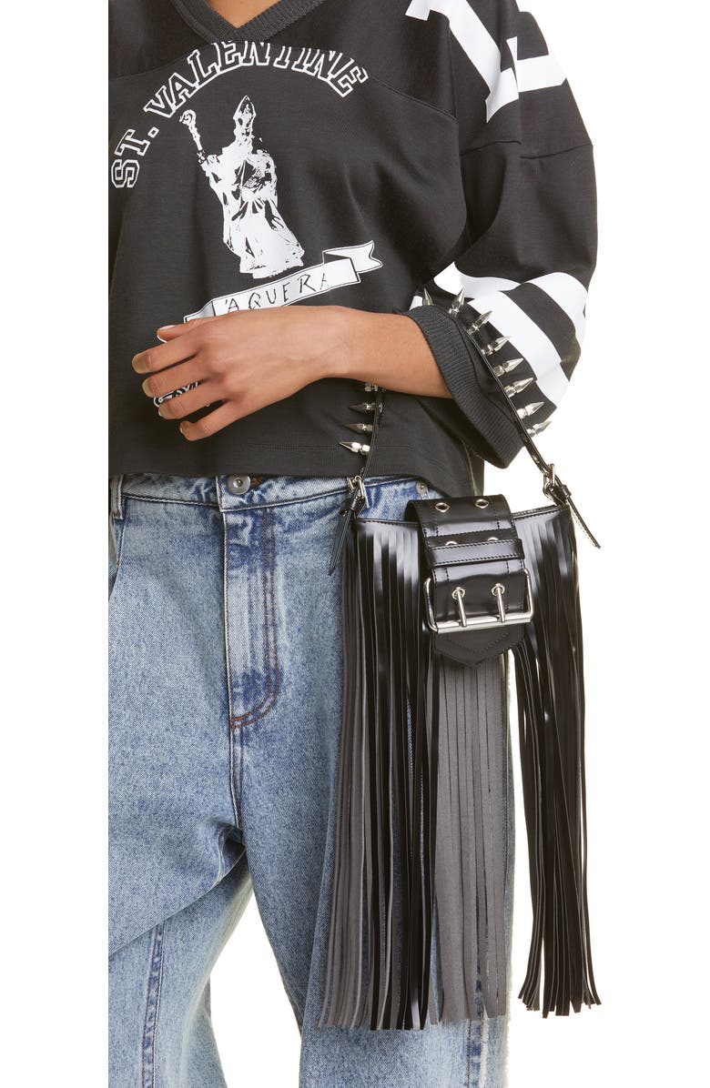 Vaquera Mini Fringe Faux Leather Handbag, Alternate, color,