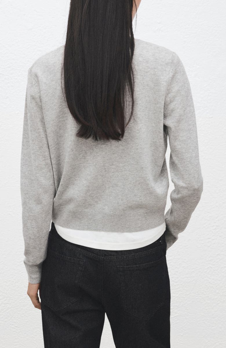 MANGO Covered Button Crewneck Cardigan, Alternate, color,