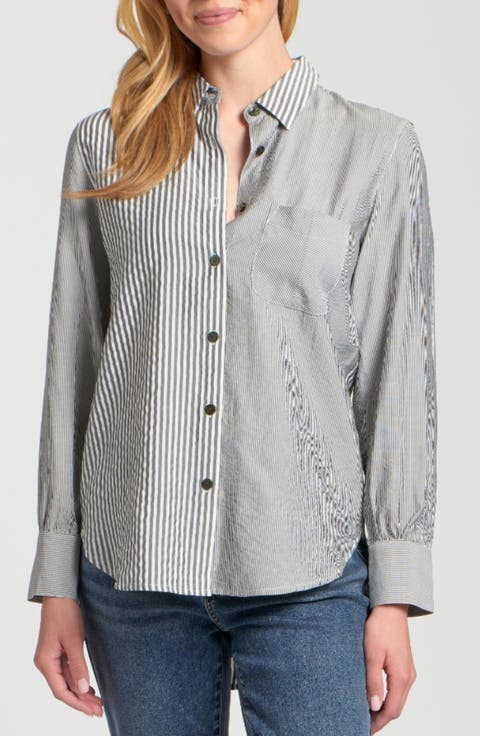 Mixed Stripe Button-Up Shirt