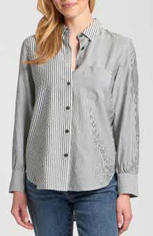 Mixed Stripe Button-Up Shirt