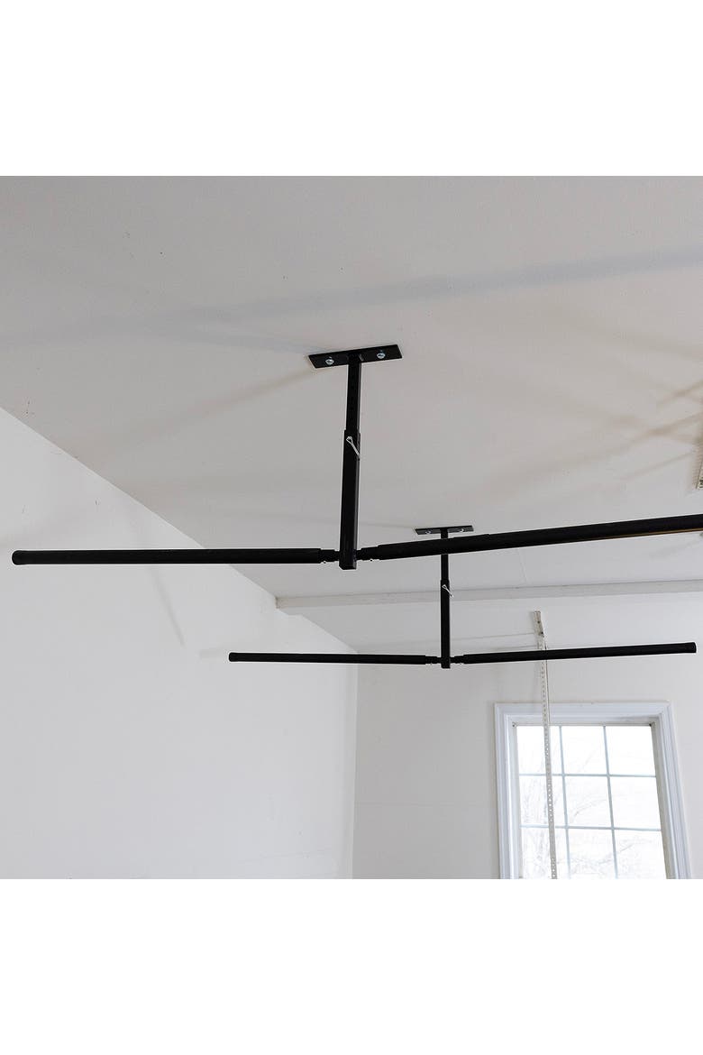 Hi-Port 2 -Ladder Adjustable Ceiling Storage Rack -Double -Holds 150 lbs, Alternate, color, Black