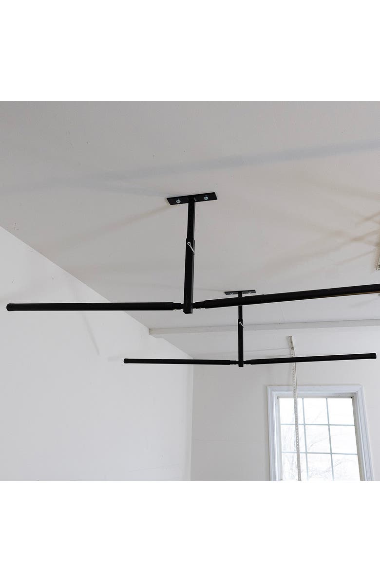 StoreYour Hi-Port 2 -Ladder Adjustable Ceiling Storage Rack -Double -Holds 150 lbs, Alternate, color, Black