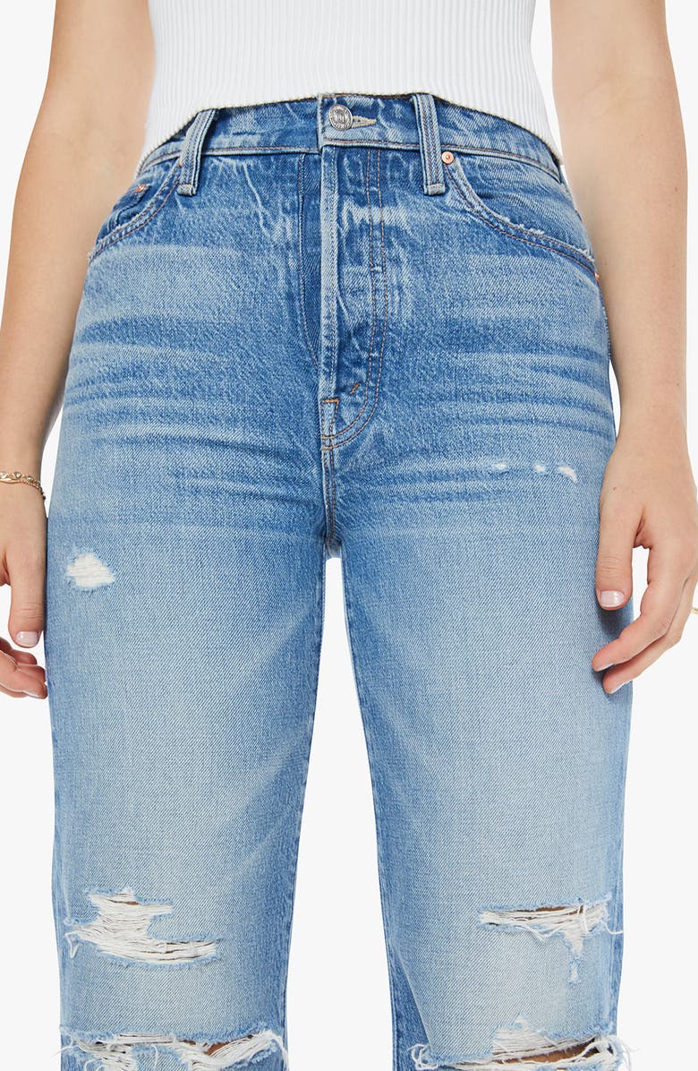 MOTHER The Rambler Sneak High Waist Ripped Straight Leg Jeans, Alternate, color, 