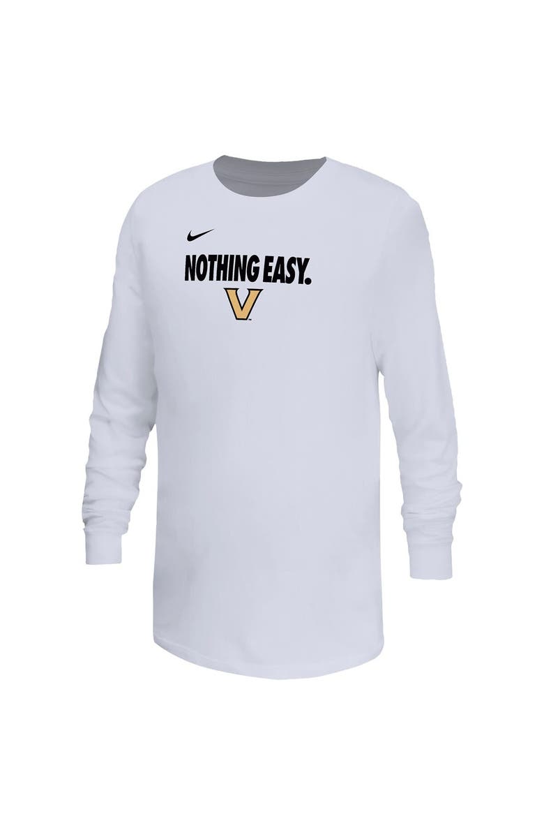 Nike Youth Nike White Vanderbilt Commodores 2025 On-Court Bench Long Sleeve T-Shirt, Alternate, color, 