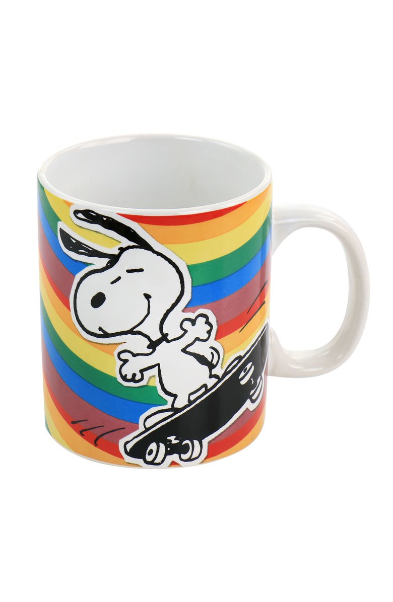 Gibson 70th Anniversary 15oz 4 Piece Stoneware Mug Set in Rainbow, Alternate, color, White