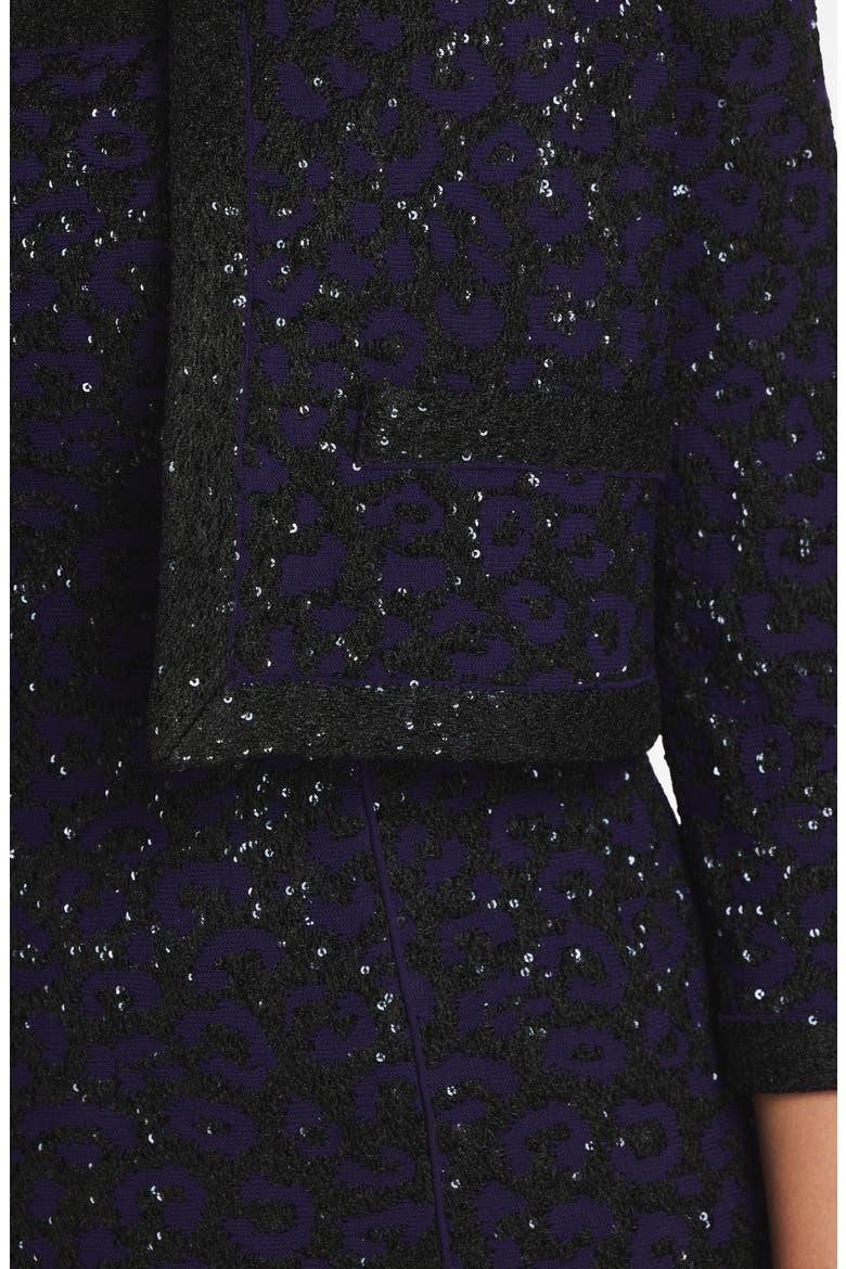 Sequin Leopard Jacquard Crop Jacket, Alternate, color, PURPLE