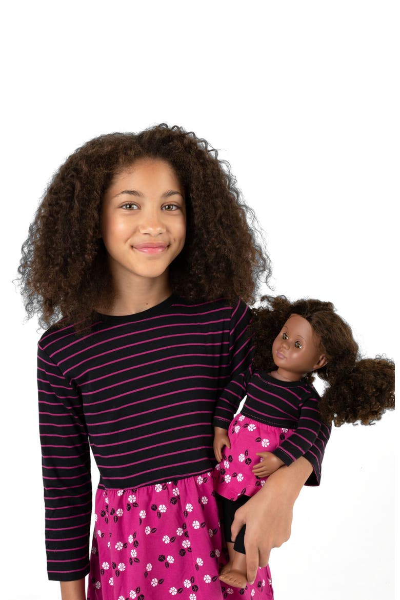Girls Skirt Dress with Matching Doll Dress, 100% Cotton, Alternate, color, FLOWER