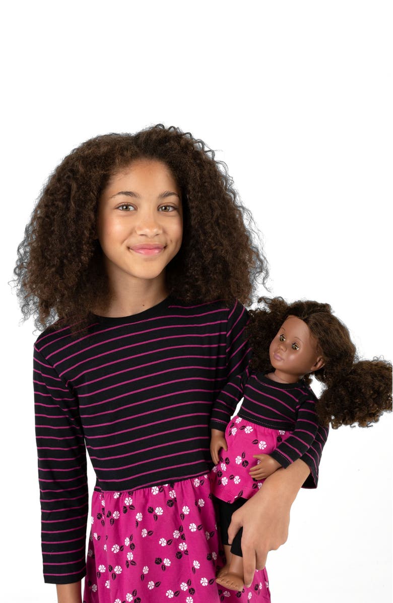 Leveret Girls Skirt Dress with Matching Doll Dress, 100% Cotton, Alternate, color, Flower