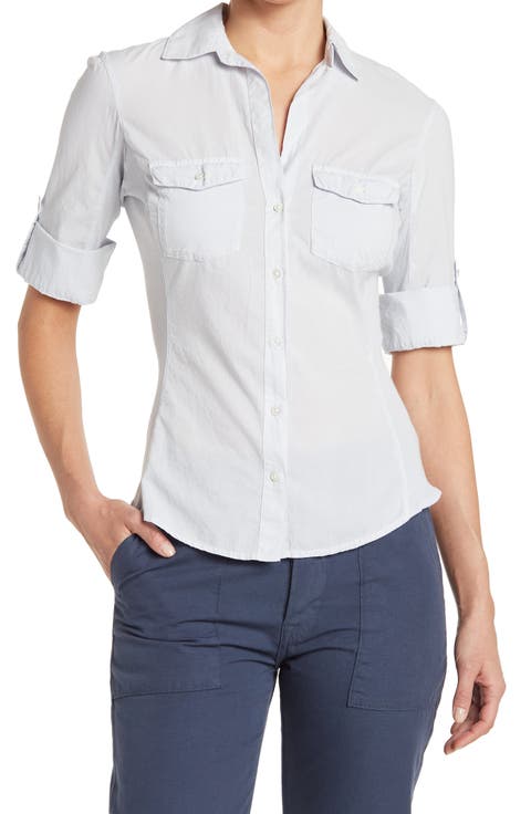 Three-Quarter Sleeve Button-Up Shirt