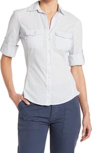 James Perse Three-Quarter Sleeve Button-Up Shirt