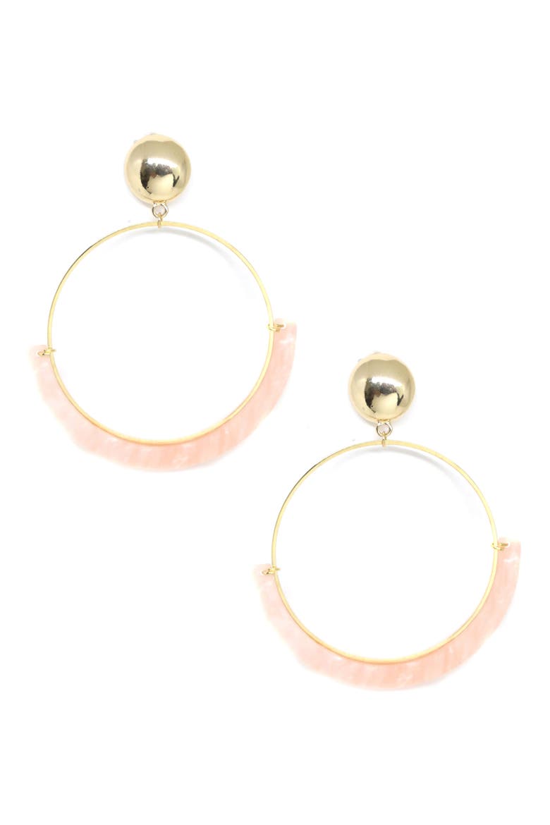 Frontal Hoop Statement Earrings, Main, color, PINK