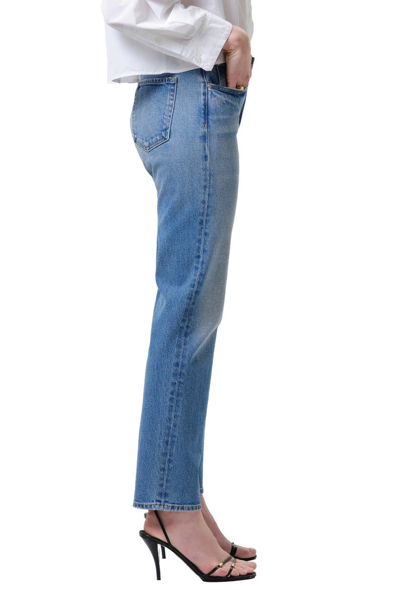 Savannah High Waist Slim Straight Cigarette Jeans, Alternate, color, ALMA MEDIUM INDIGO