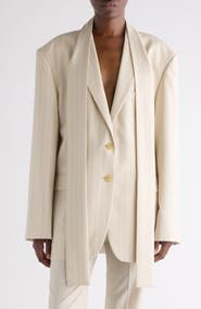 Acne Studios Pinstripe Wool Blazer with Scarf