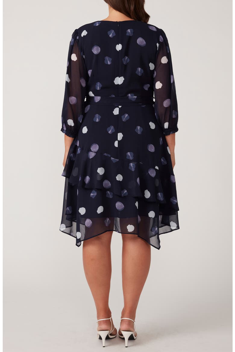 Begin Again Long Sleeve Faux Wrap Dress, Alternate, color, NAVY/ MILK