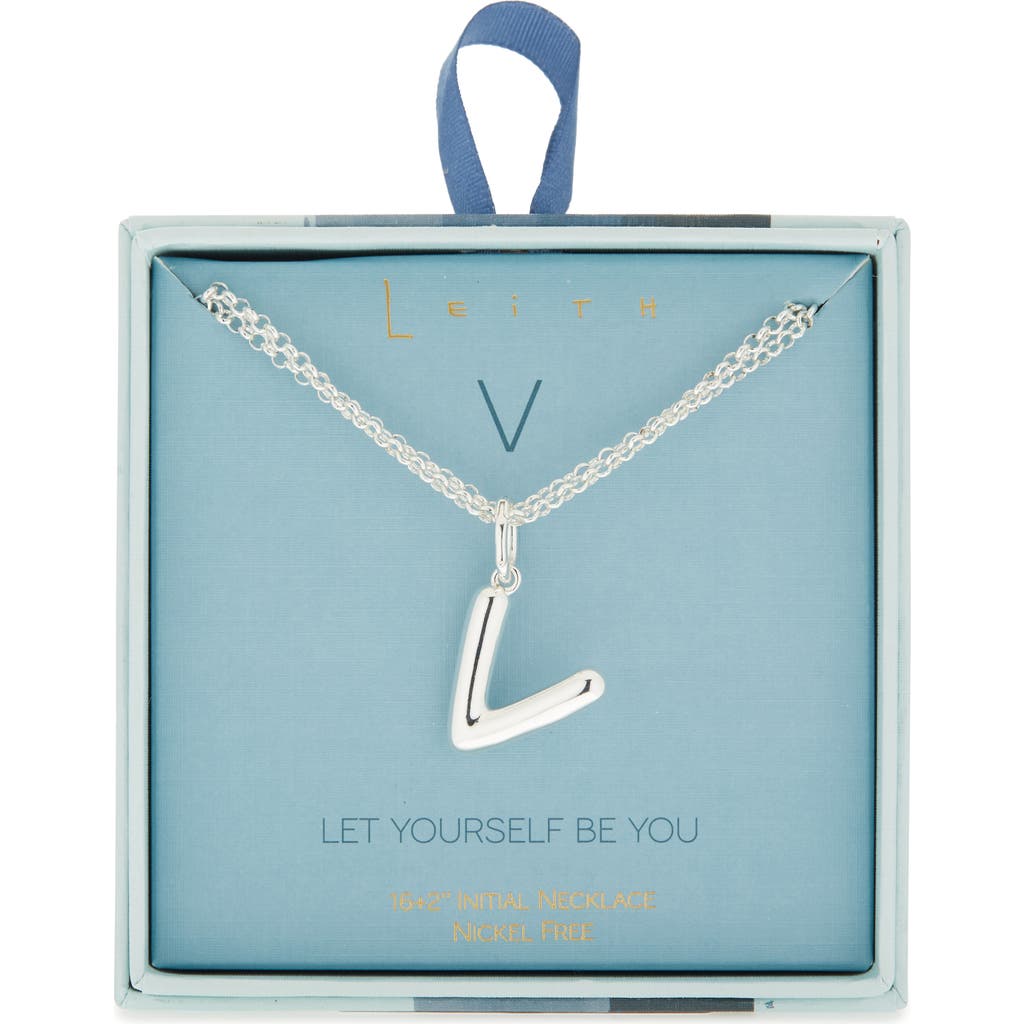 Leith Lowercase Initial Bubble Pendant Necklace In Metallic