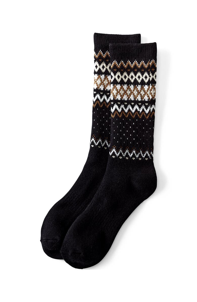 Lands' End Thermaskin Heat Winter Boot Socks, Main, color, Black/Natural Fairisle