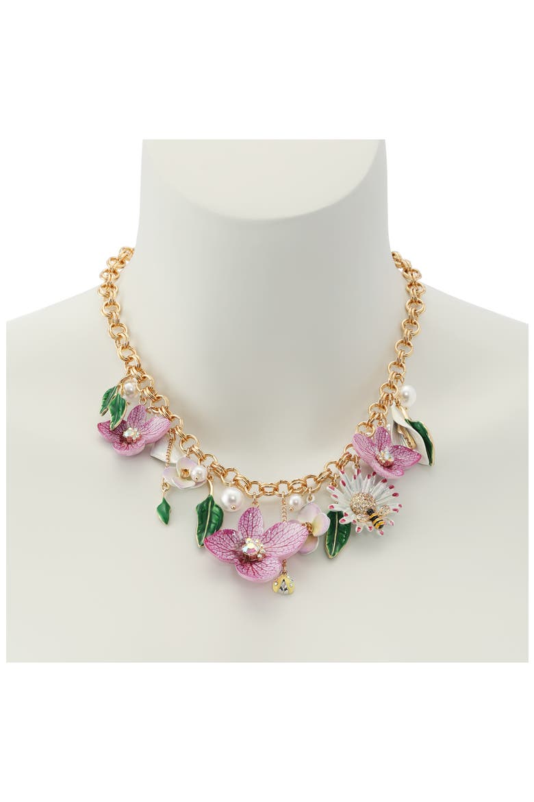 Flower Bouquet Frontal Necklace, Alternate, color, PURPLE