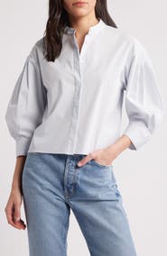 FRAME The Modern Puff Sleeve Cotton Button-Up Shirt