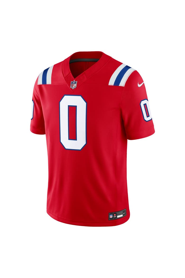 Men's Nike Christian Gonzalez Red New England Patriots Alternate Vapor F.U.S.E. Stitched Limited Jersey, Alternate, color, Red