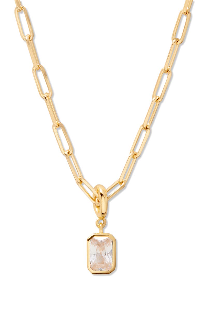 Brook and York Mackenzie Birthstone Paper Clip Chain Pendant Necklace, Main, color, Gold - April