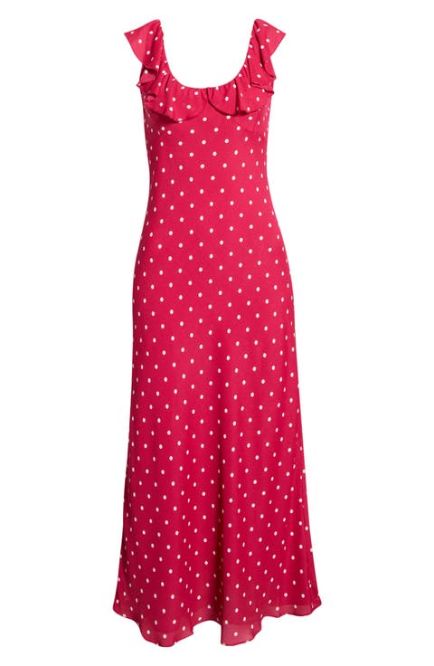 The Blossom Ruffle Dot Sleeveless Maxi Dress