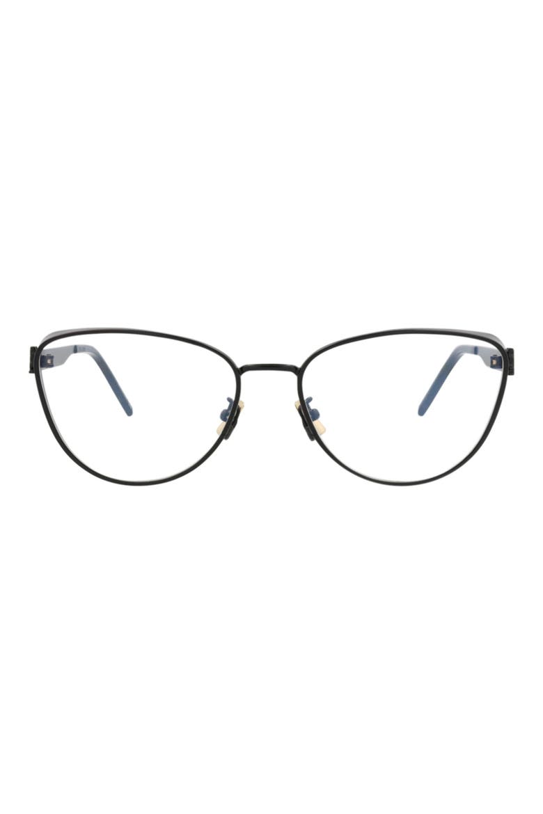 57mm Cat Eye Optical Glasses, Main, color, BLACK BLACK TRANSPARENT