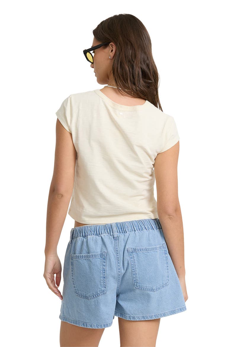 Jade Saltwashed High Waist Drawstring Denim Shorts, Alternate, color, SEA BLUE