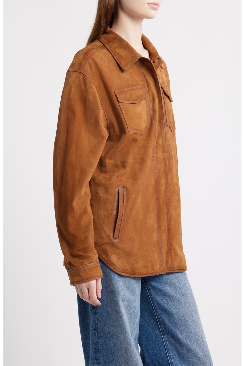 Suede & Leather Shacket, Alternate, color, LIGHT BROWN