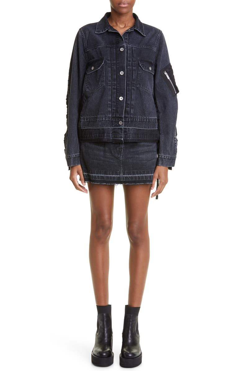 Sacai Hybrid Denim MA-1 Jacket, Alternate, color, 