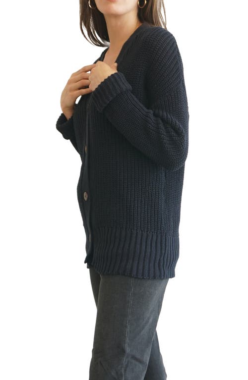 Paneros Clothing Emily Long Cotton Cardigan In Midnight Navy