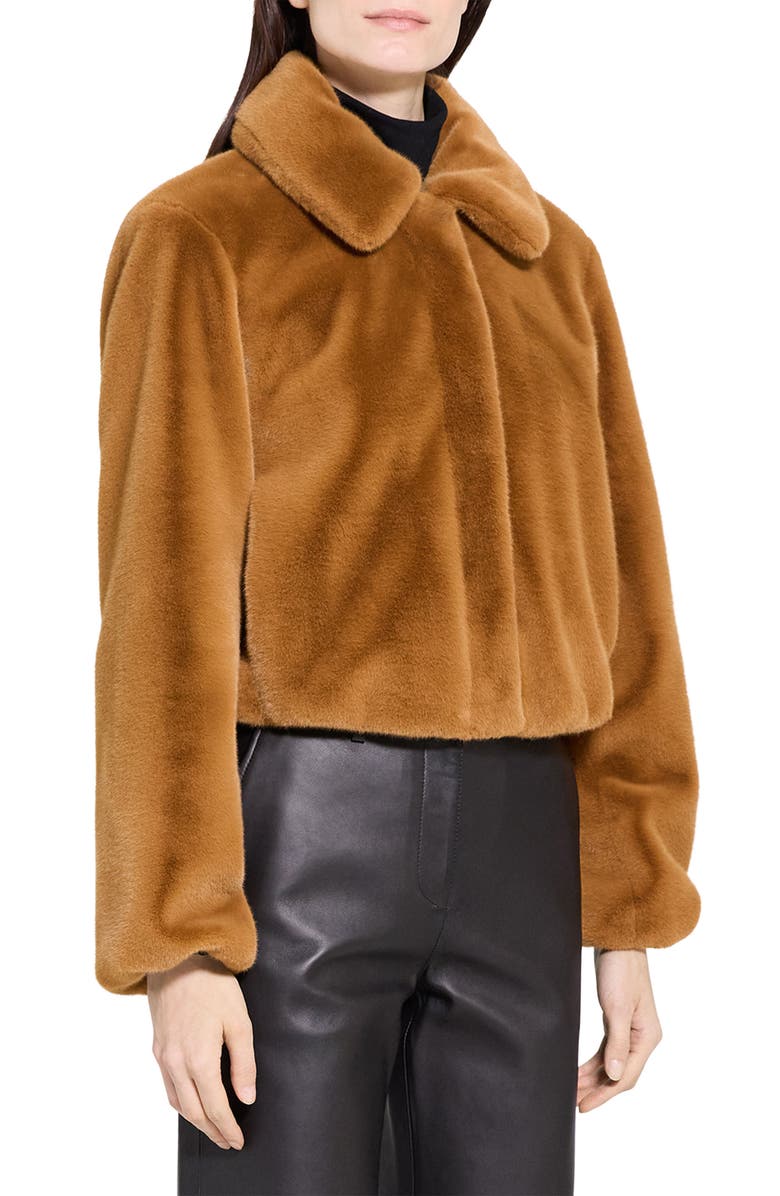 Theory Faux Fur Coat, Alternate, color, Wood