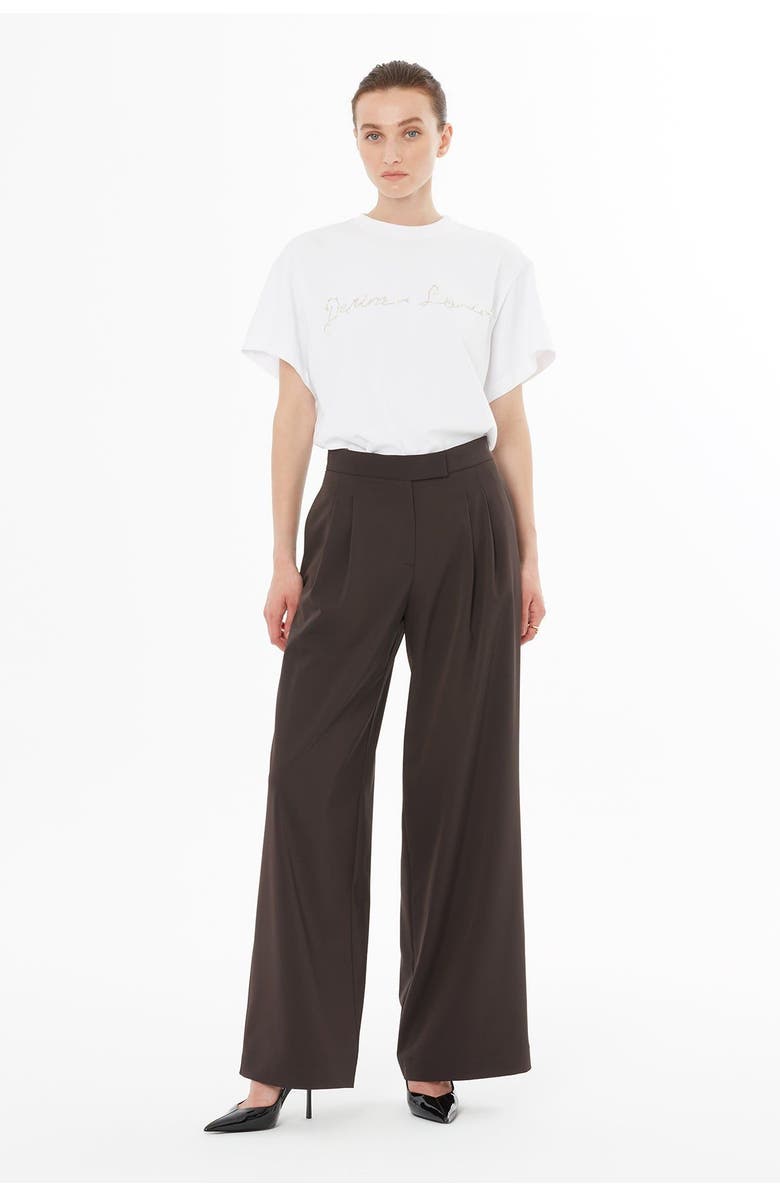Gizia Front Pleated Wide Leg Trousers Brown, Alternate, color, Brown