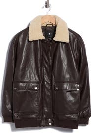 7 For All Mankind Oversized Faux Leather Aviator Jacket