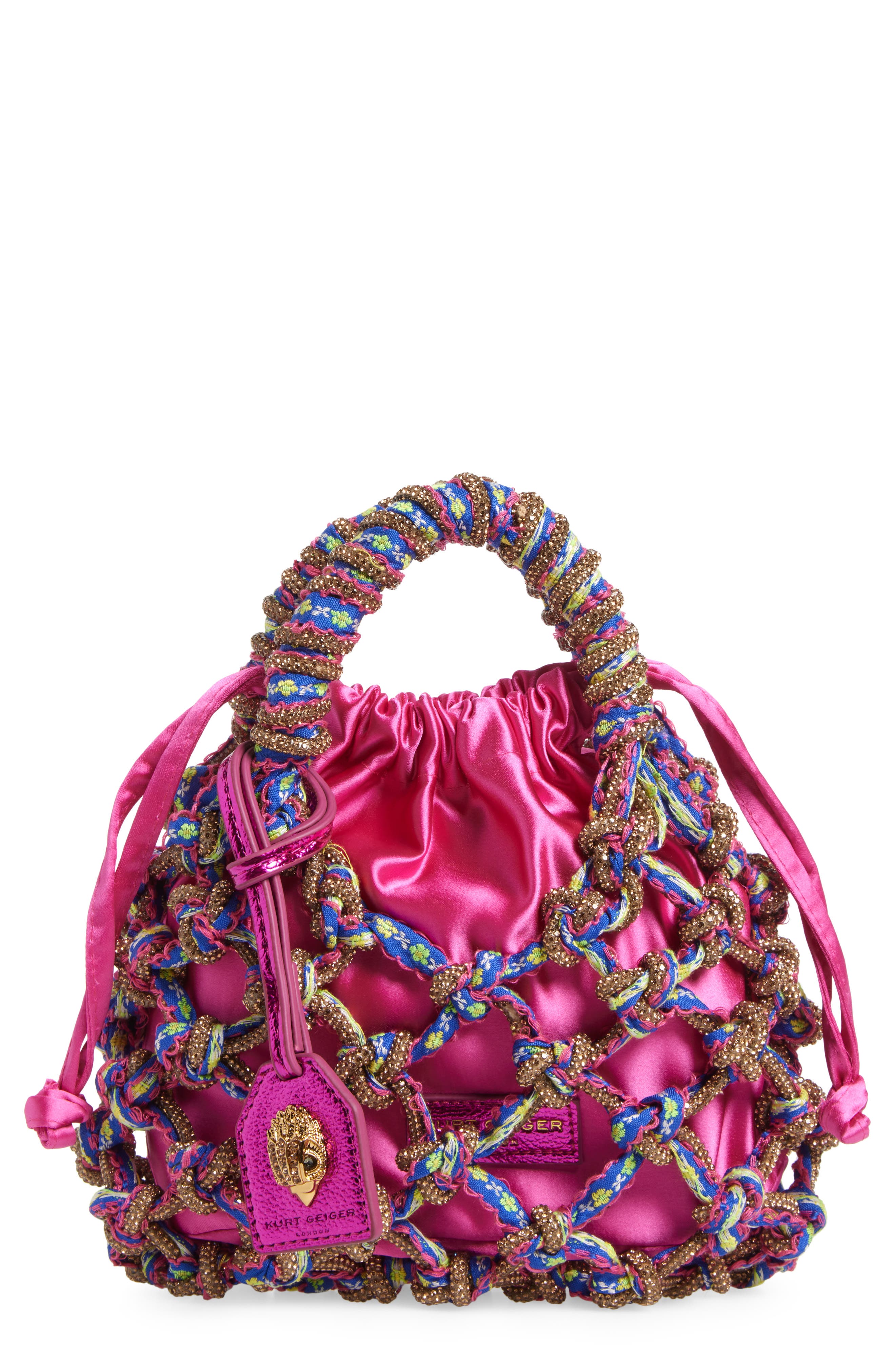 Kurt Geiger London Small Macramé Crystal Handbag, Main, color, 