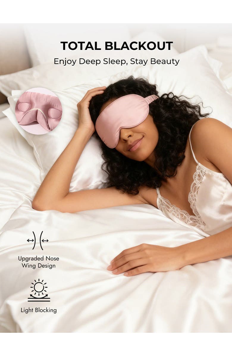 SILKSILKY 22 Momme Mulberry Silk Upgraded 3D Adjustable Eye Mask, Alternate, color, Palemauve